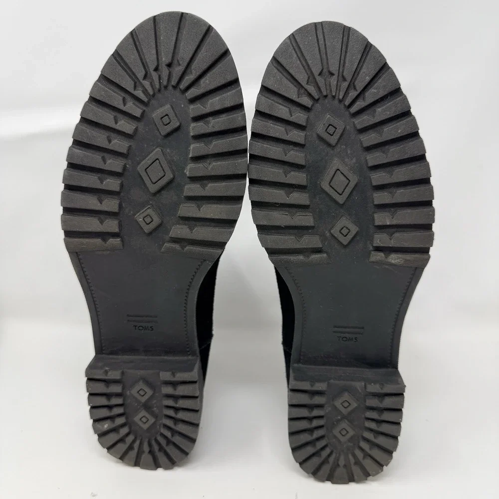 TOMS Cleo Chelsea‎ Boots Women 8.5 Black Suede Lug Sole Ankle Booties